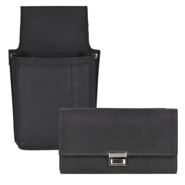 Kellnerportemonnaie Set Leder schwarz Vintage Greenburry 1785-BL-20-S01