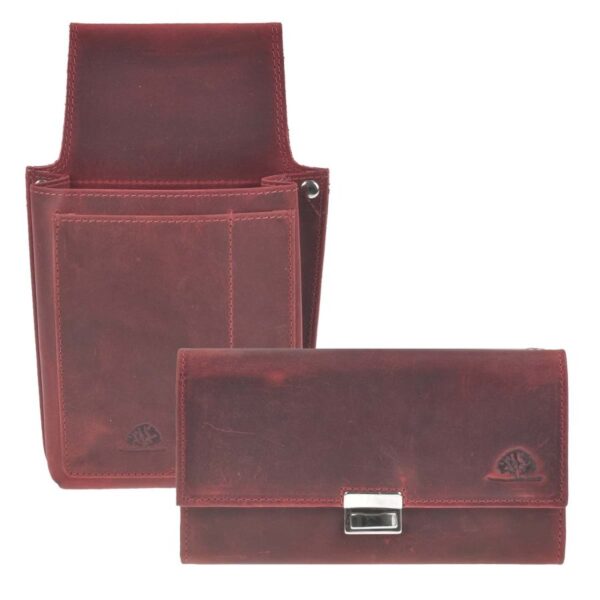 Kellnerportemonnaie Set mit Holster Leder antik rot "VINTAGE" Greenburry 1785-S1-26