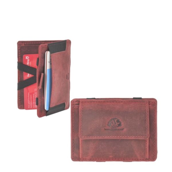 Magic Wallet Portemonnaie Leder 10x7cm mit Münzfach "Vintage" rot Greenburry 1608A-26