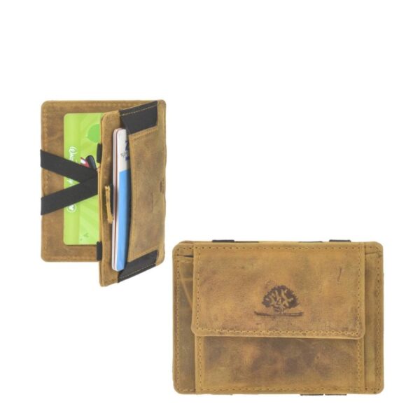 Magic Wallet Portemonnaie Leder 10x7cm mit Münzfach "Vintage" sahara tan Greenburry 1608A-24