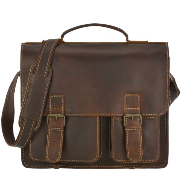 Aktentasche Leder 39x33cm "Buffalo" braun Greenburry 1128NB-25