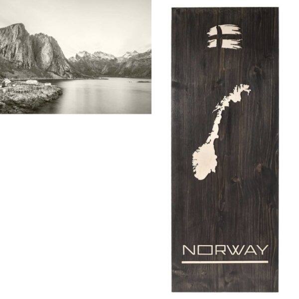 Holz Wandbild NORWAY 30x80cm