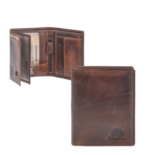 Portemonnaie Leder 8x10cm "Rugged" teak brown Greenburry 1314-25