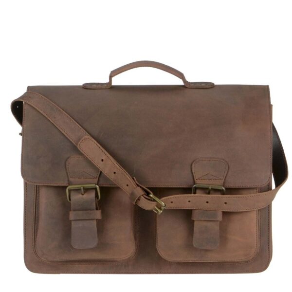 Aktentasche Leder 42x32cm mit 3 Fächern "Classic" ranger braun 2158-73 Ruitertassen