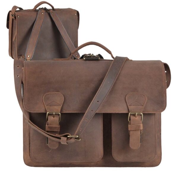 Aktentasche Leder 40x30cm 2 Fächer und Rückengurte "Classic Satchel" ranger braun 2237-73 Ruitertass