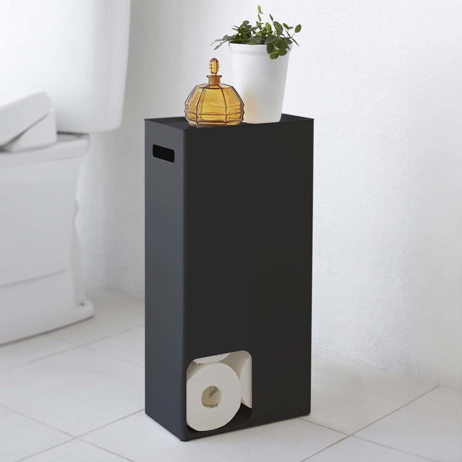 yamazaki toilettenpapier spender tower mit ablage schwarz