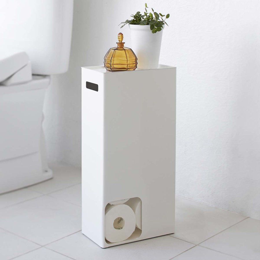 yamazaki toilettenpapier spender tower mit ablage weiss